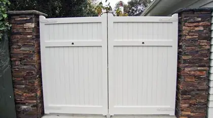 Photograph of a timber gate.