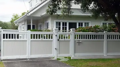 Photograph of a timber gate.