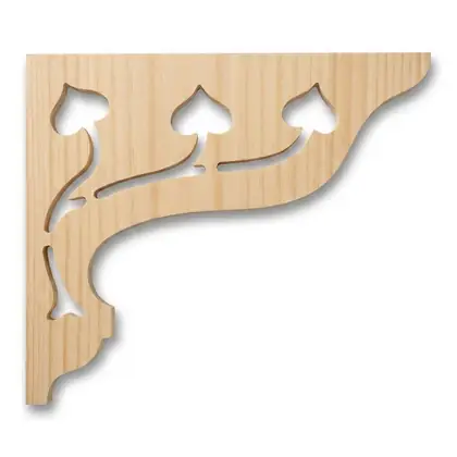 Photograph of a scrolled corner bracket. Trade code CB28.
