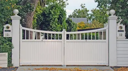 Photograph of a timber gate.