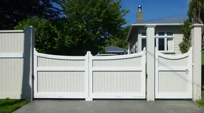 Photograph of a timber gate.