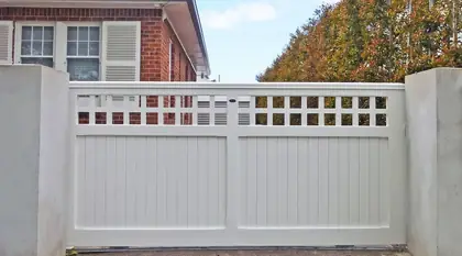 Photograph of a timber gate.