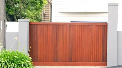 Photograph of a timber gate.