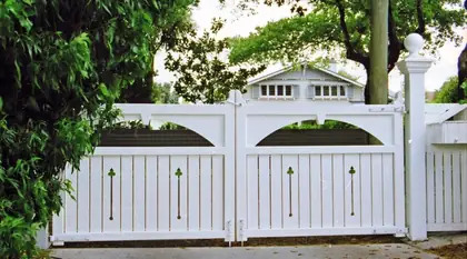 Photograph of a timber gate.
