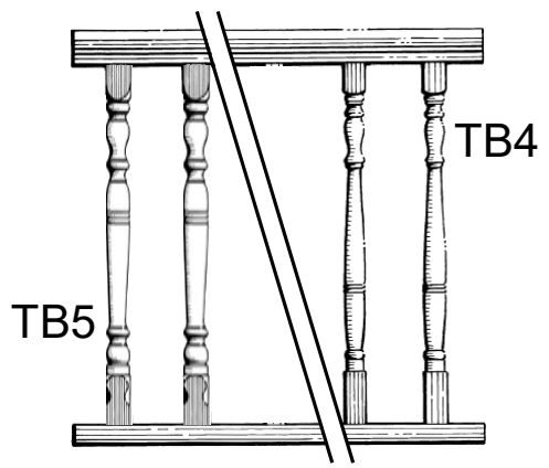 Timber balustrade assembly BS5, scale profile drawing
