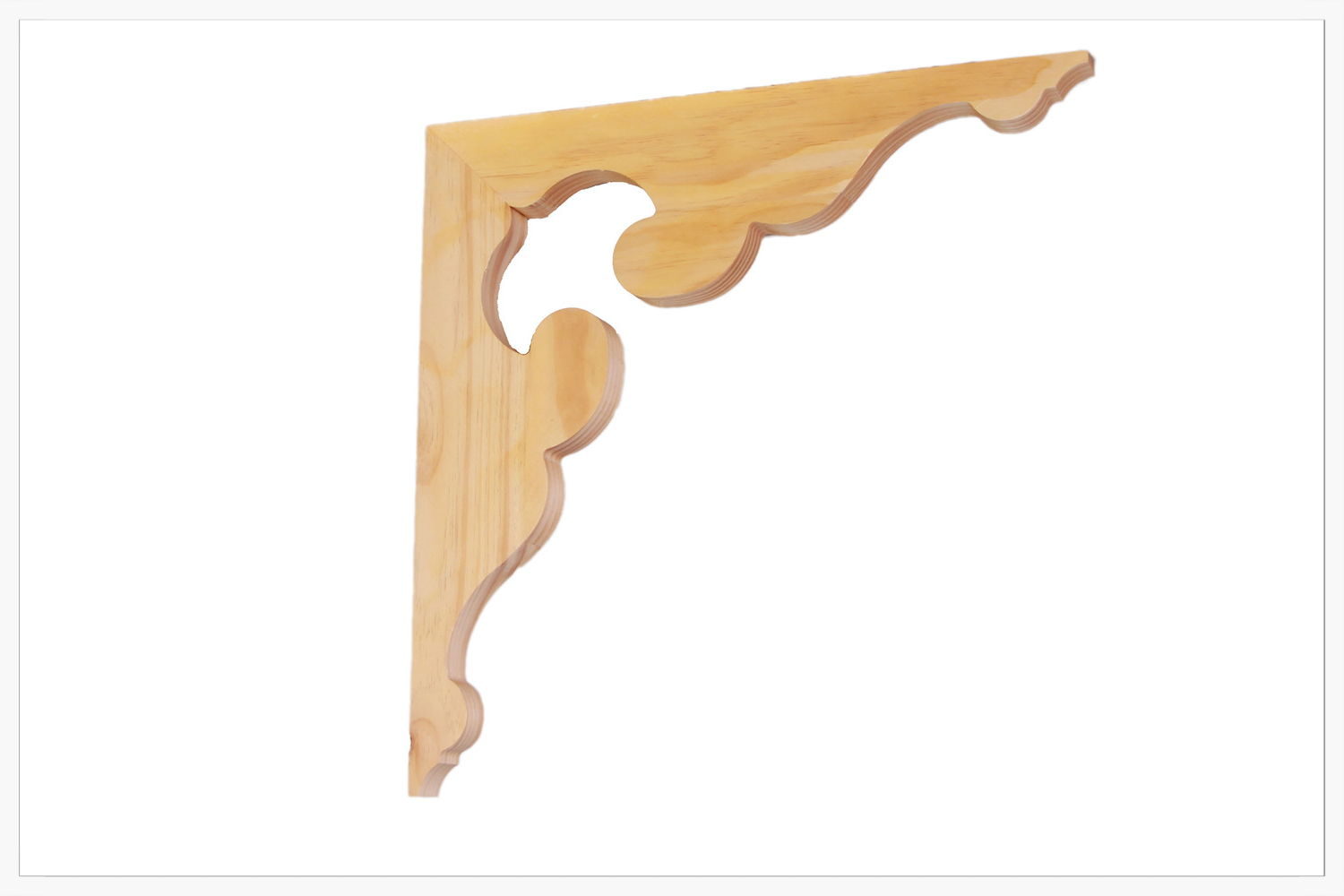 Timber corner bracket CB-12, photographed against white