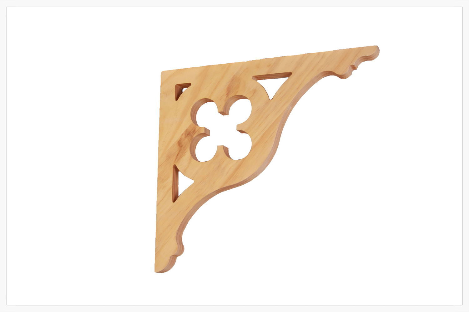 Timber corner bracket CB-13, photographed against white, 455 x 495 mm