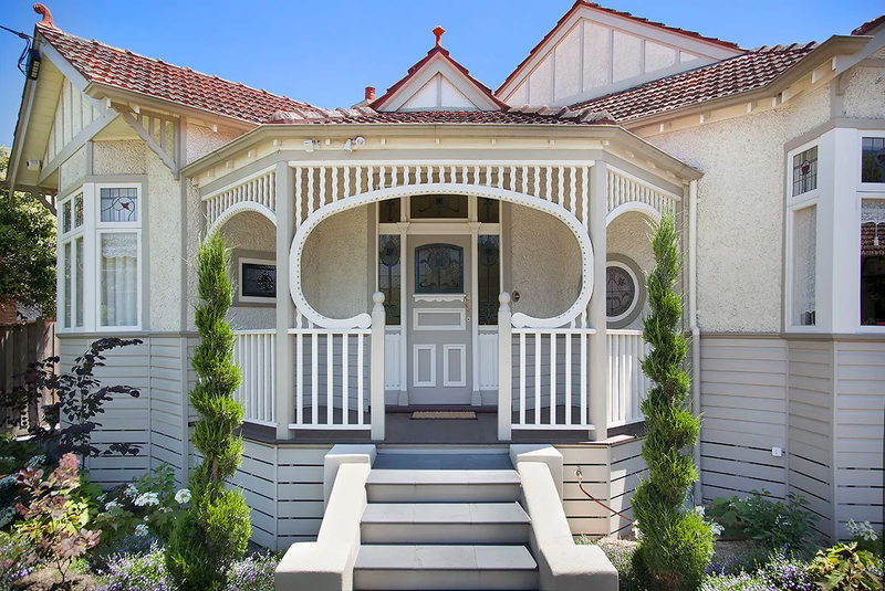Restored period verandah with decorative timber details