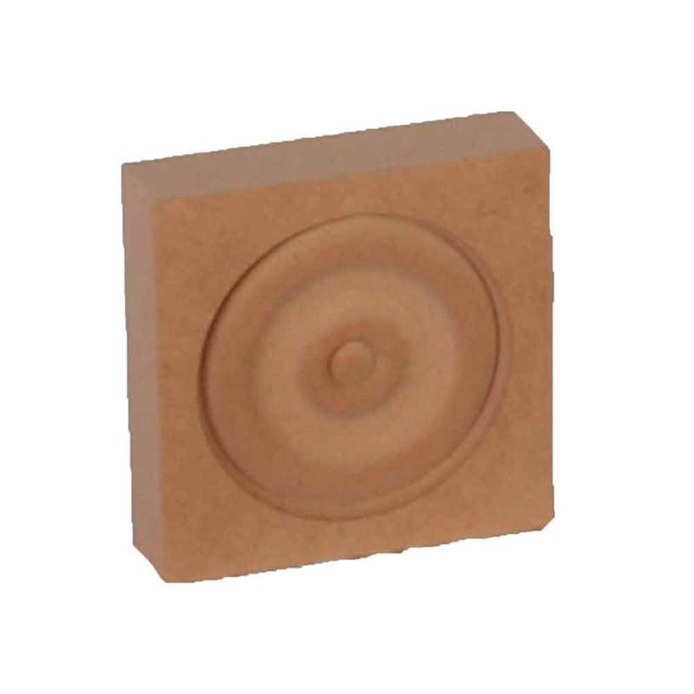 Rosette corner block ROSKDHW70 in kiln-dried hardwood, 67 x 67 mm