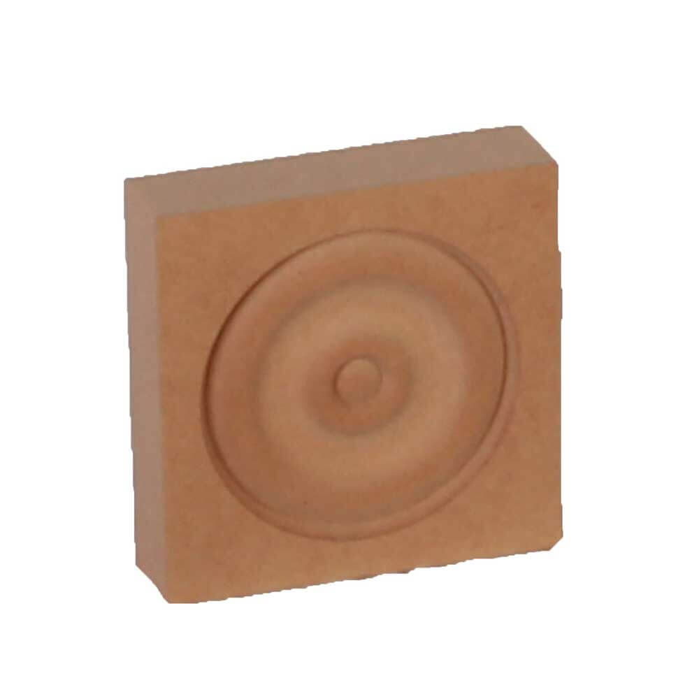 Rosette corner block ROSMDF70 in MDF, 67 x 67 mm, on white