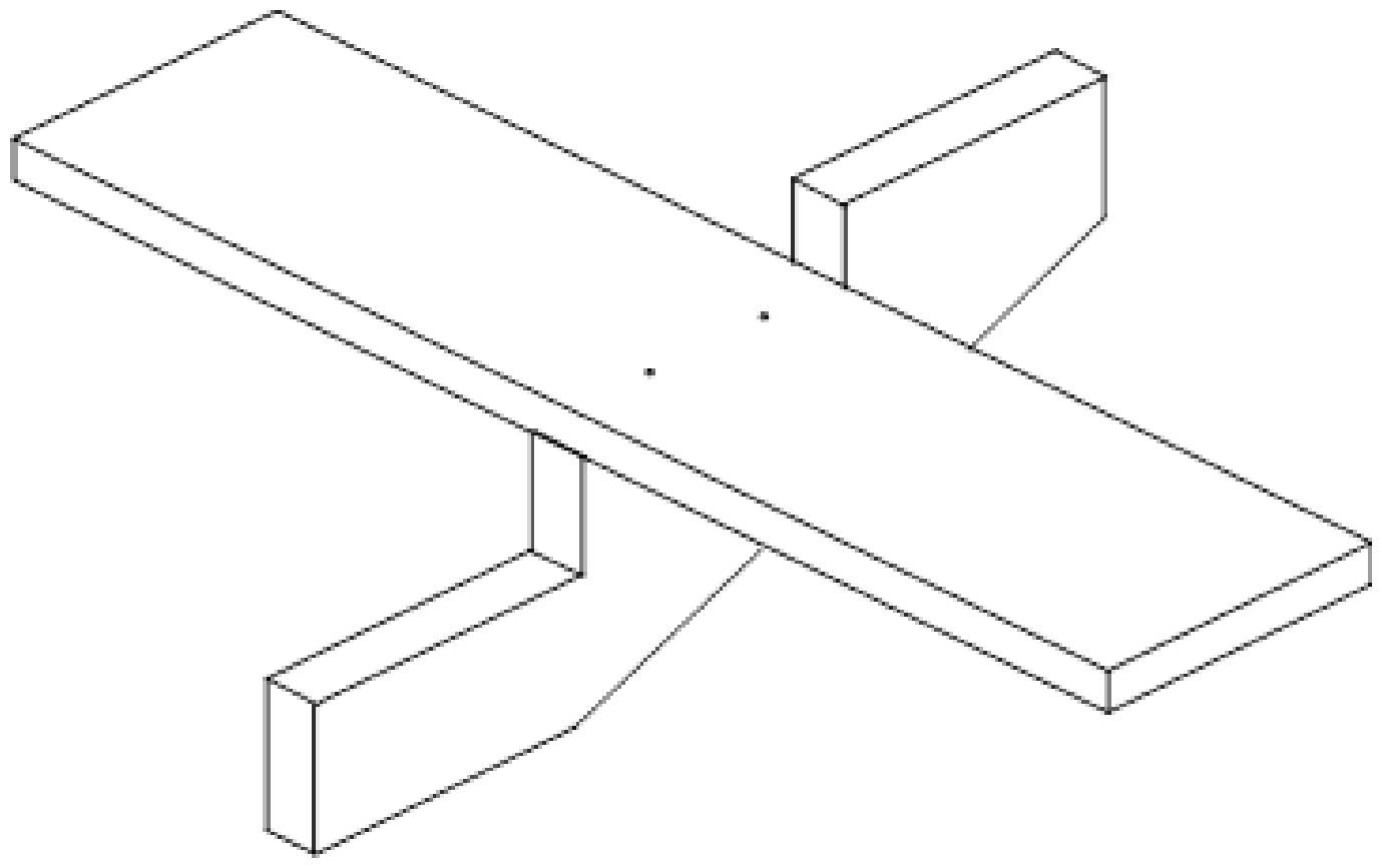 One step board seated on a sawtooth centre support, drawn as an isometric
