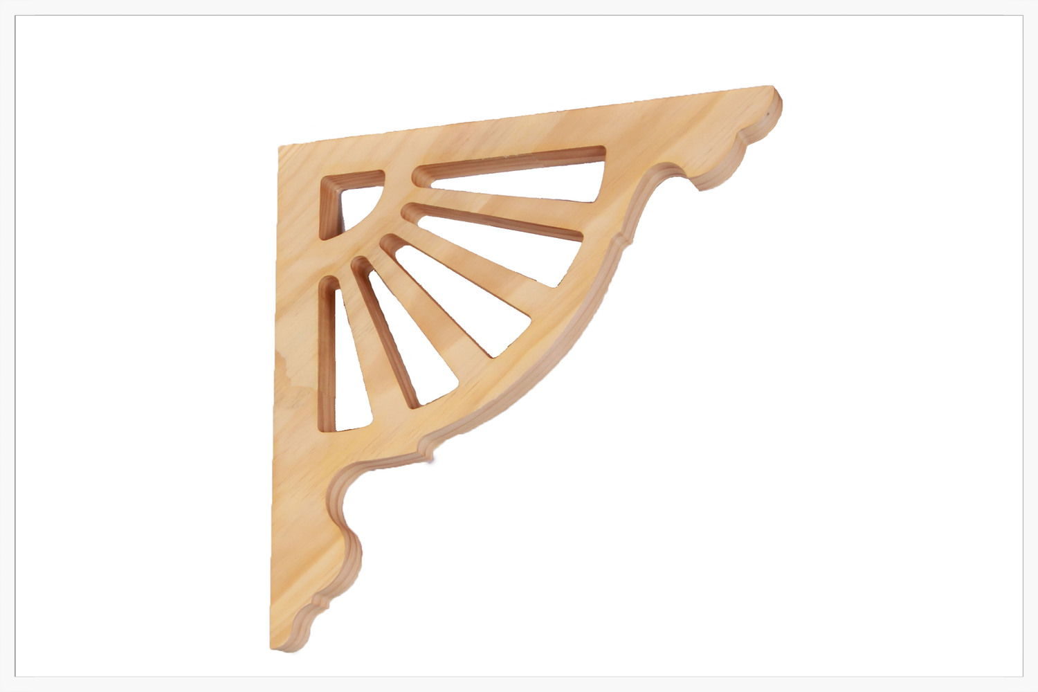 Timber corner bracket CB-14, photographed against white, 400 x 425 mm