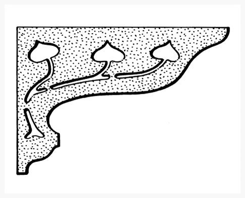 Timber corner bracket CB-15, scale profile drawing, 280 x 450 mm
