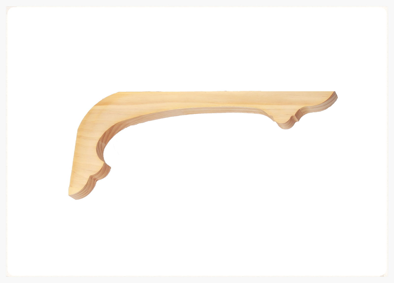 Timber corner bracket CB-21 - slender curved corner bracket photographed on white