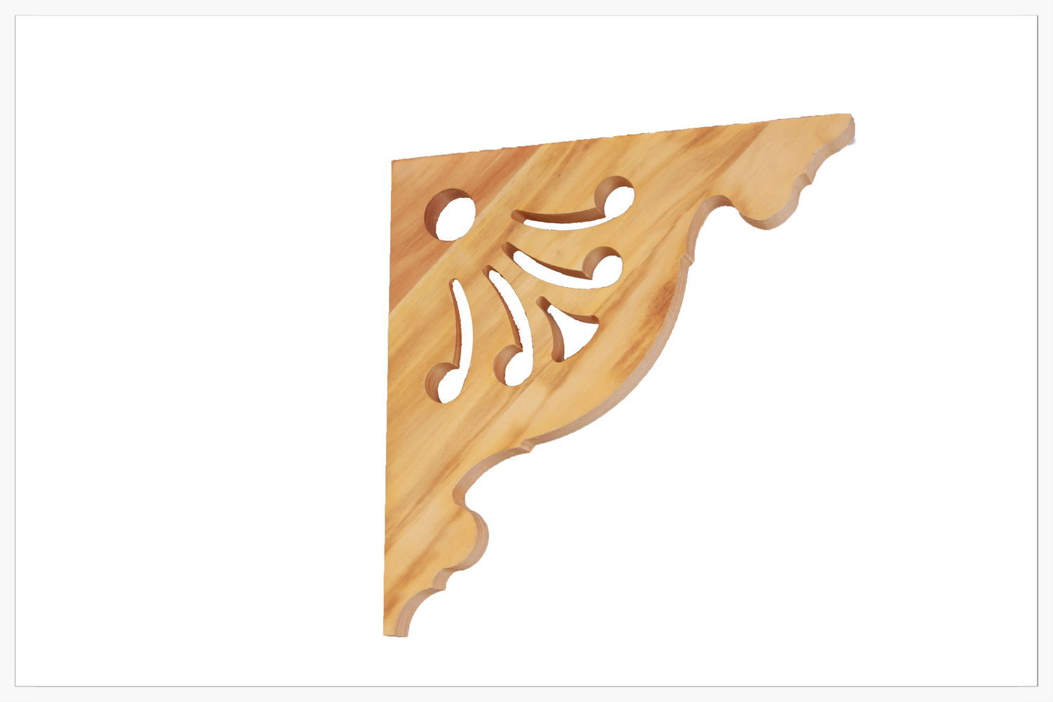 Timber corner bracket CB-27, photographed against white, 420 x 430 mm