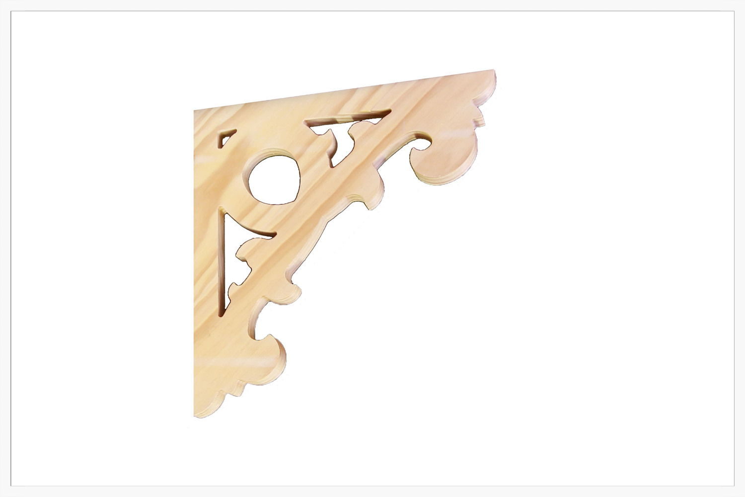 Timber corner bracket CB-3, photographed against white, 450 x 460 mm