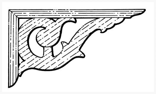 Timber corner bracket CB-7, scale profile drawing